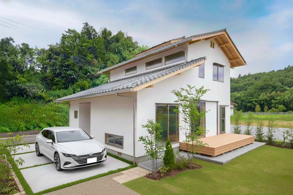 外装仕上げ、内部造作にこだわった桧づくしの２階建て